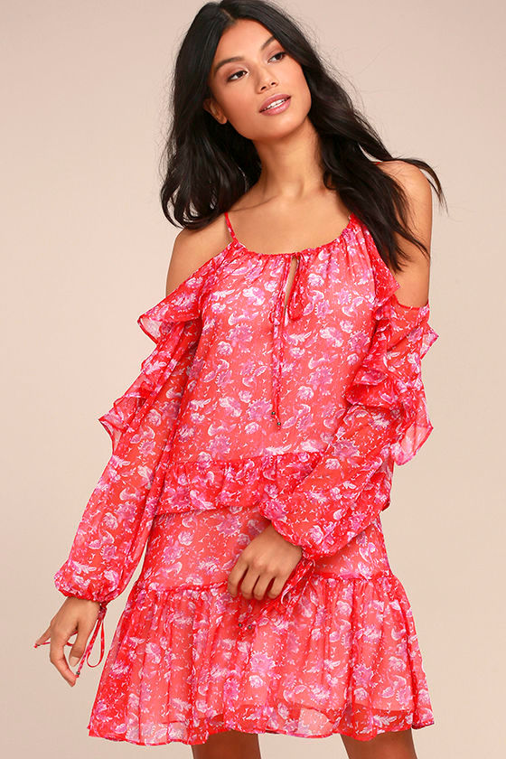 red and white ruffle dress