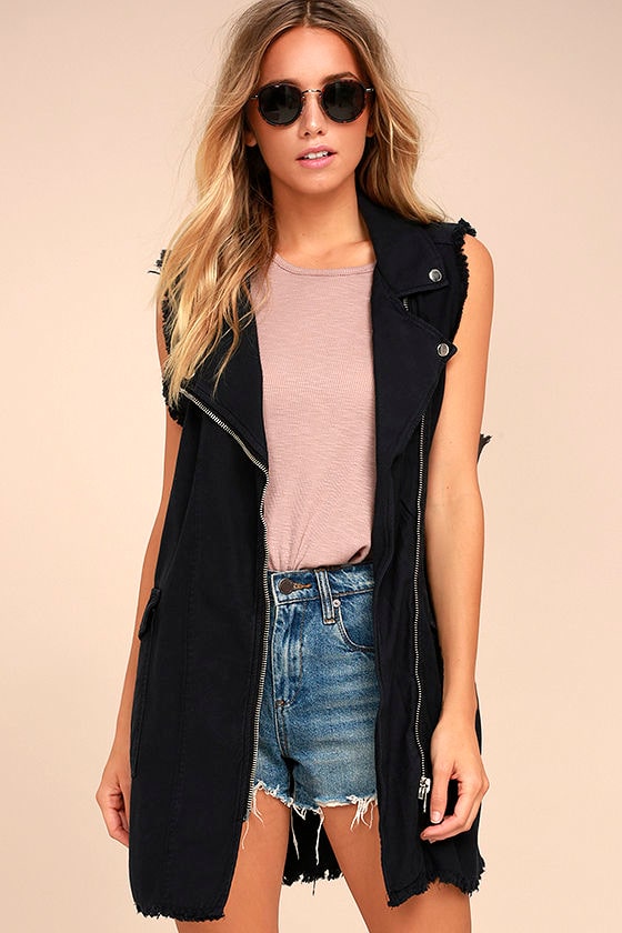 long denim vest