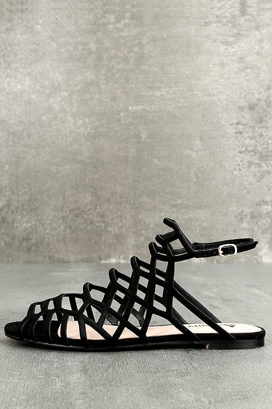 Ansley Black Suede Gladiator Sandals