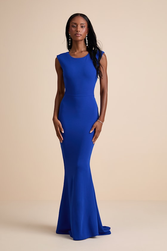 Captivating Perfection Royal Blue Backless Sleeveless Maxi Dress 2