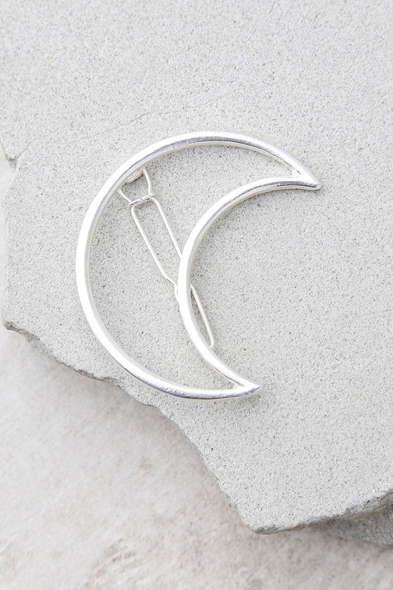 Waning Moon Silver Hair Clip 1