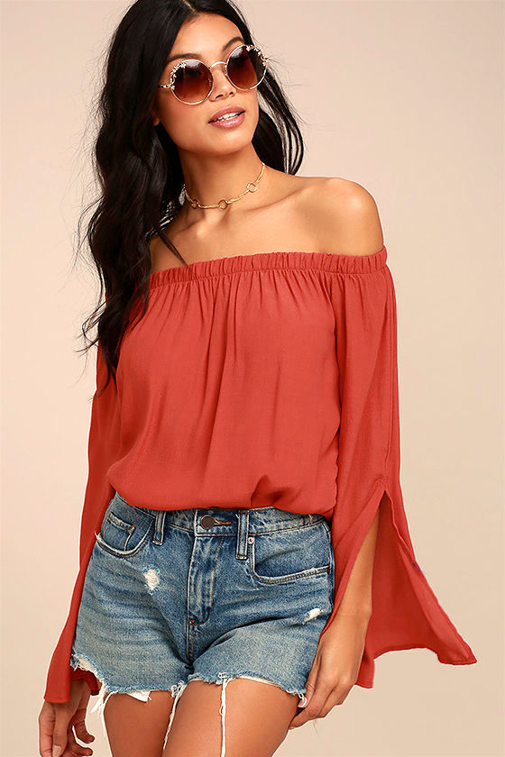 Boho Rust Orange Top - Off-the-Shoulder Top - OTS Top - $43.00 - Lulus