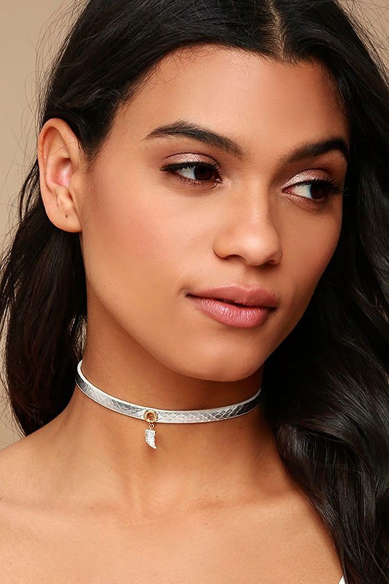 Ettika Silver Tooth Gold and Silver Choker Snake Print Choker