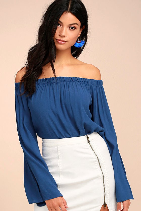 royal blue off shoulder