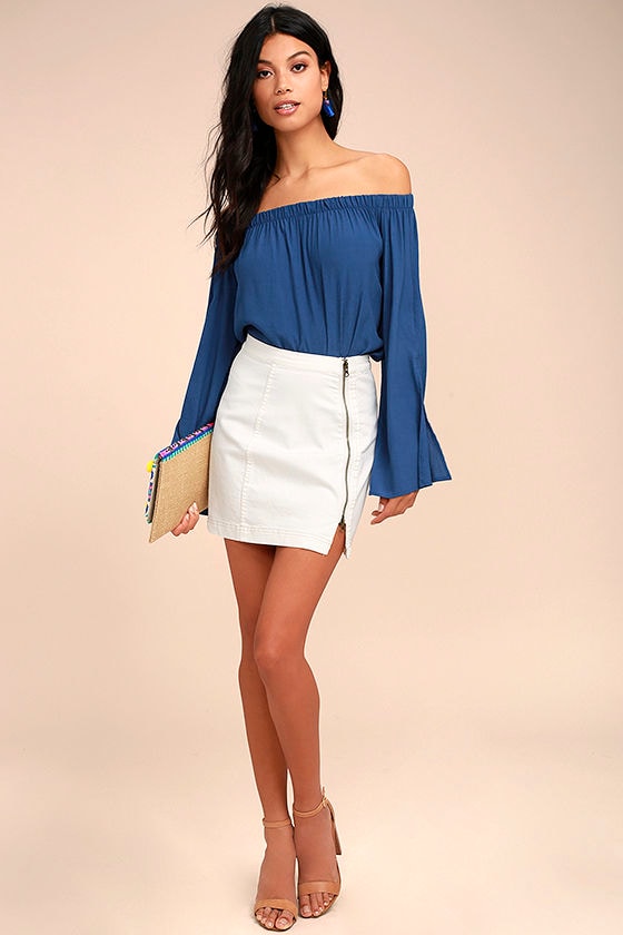 Campfire Songs Royal Blue Off-the-Shoulder Top 2