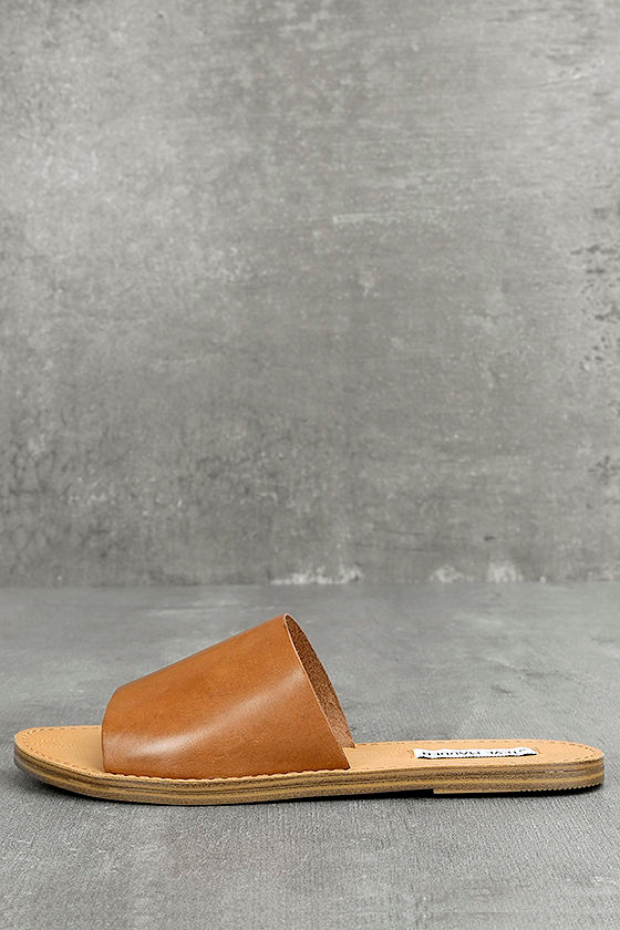 Steve Madden Grace Cognac Leather Slide Sandals 1