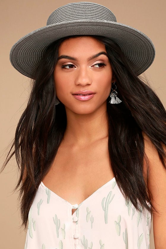 Wyeth Sam Hat - Grey Straw Hat - Sun Hat - Boater Hat - $43.00