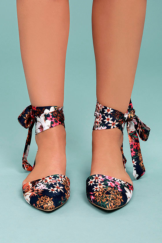 navy lace flats