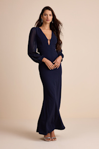 Cherise Midnight Blue Tie-Back Maxi Dress 2