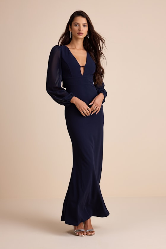 Cherise Midnight Blue Tie-Back Maxi Dress 2