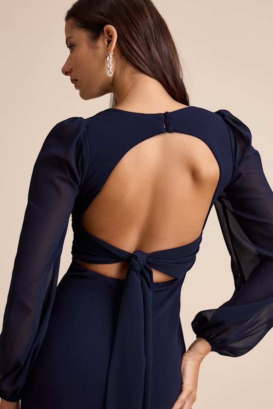 Cherise Midnight Blue Tie-Back Maxi Dress 3