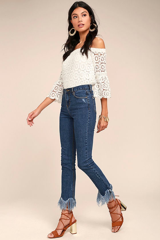 Moon River Nora Distressed Medium Wash Jeans 1