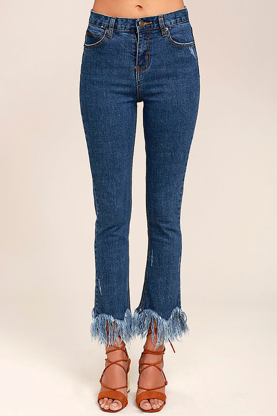 sun and moon pattern jeans