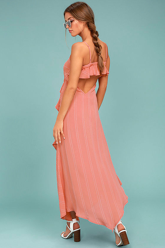 New Friends Colony Sophie Rose Pink Striped Midi Dress