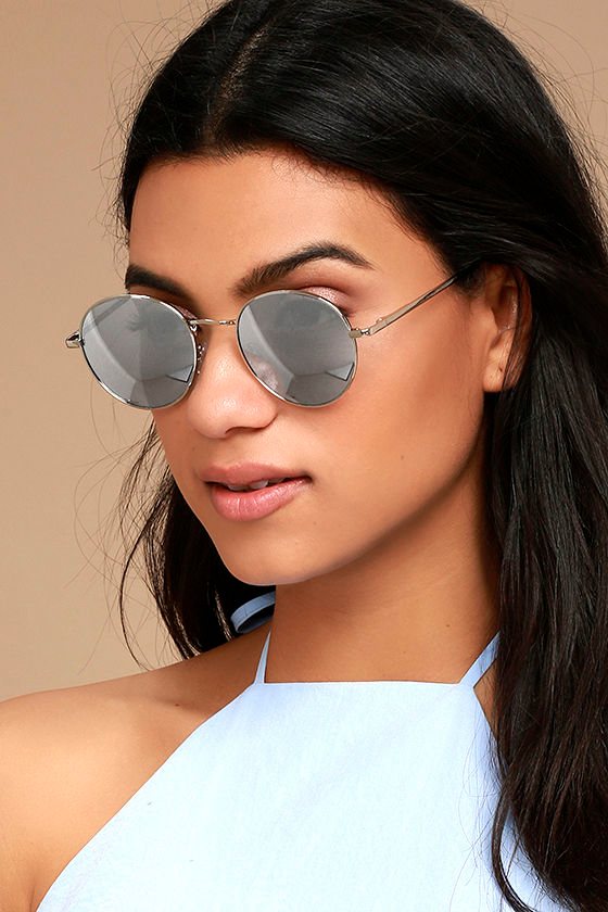 Cool Silver Sunglasses Mirrored Sunglasses Round Sunglasses 15.