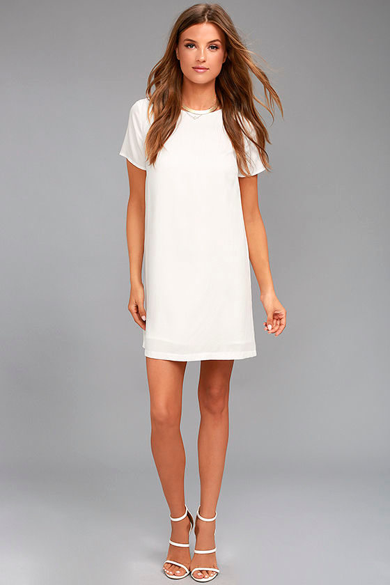 4511038 Blue-White Shift Dress