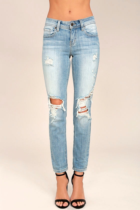 Mia Light Wash Distressed Skinny Jeans