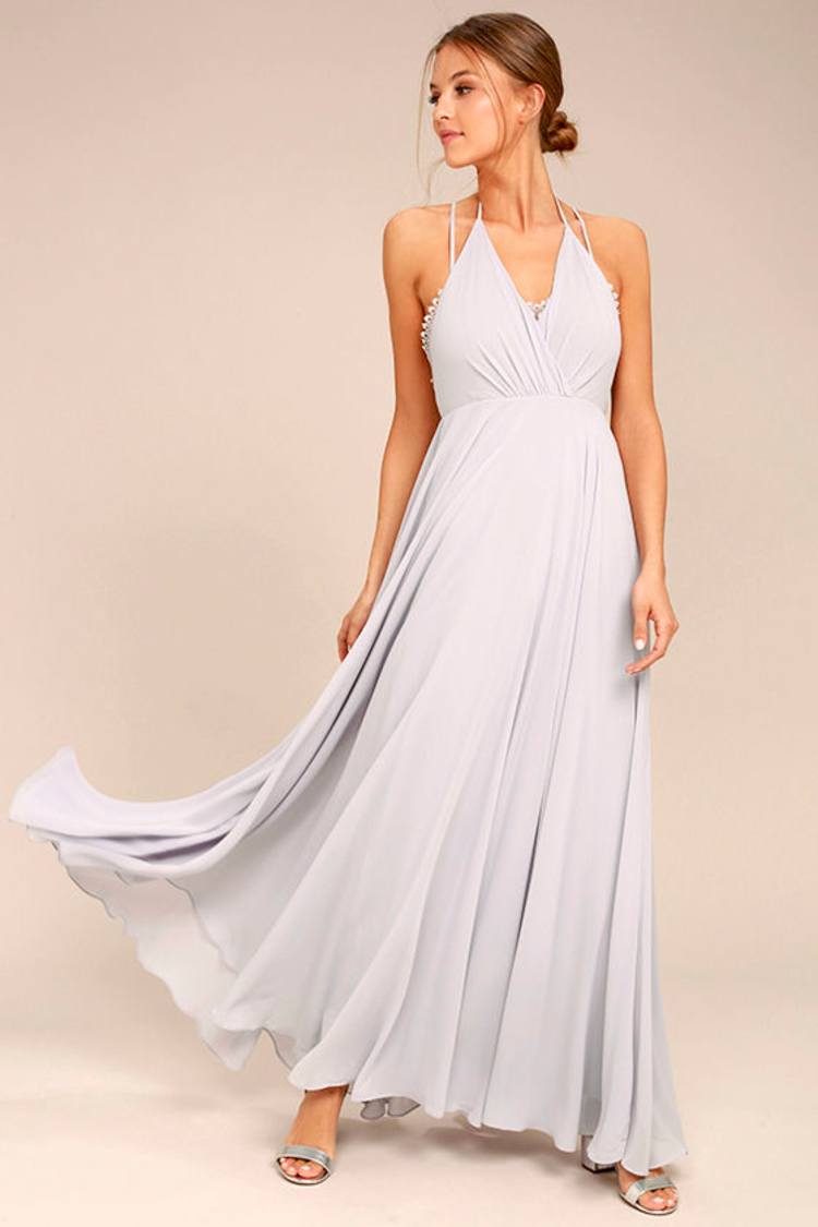 lulus grey lace dress Lulus Cherish the Night Grey Lace Inset Maxi Dress Gown Small