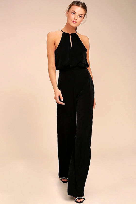 Chic Black Jumpsuit - Silky Jumpsuit - Halter Jumpsuit - $87.00 - Lulus