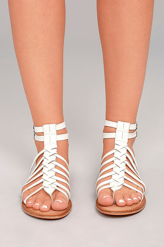 white gladiator wedges