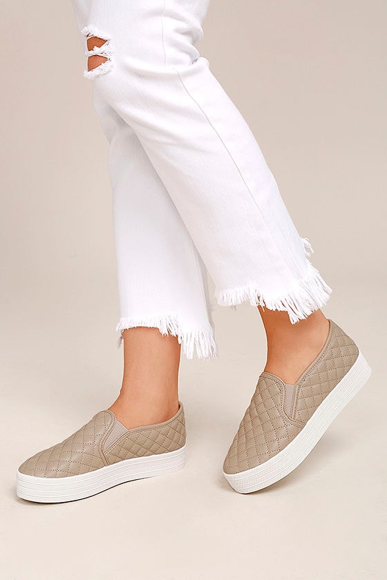 Cosima Natural Quilted Flatform Slip-On Sneakers