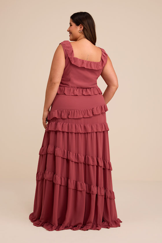 Rusty Rose Maxi Dress - Ruffled Tiered Dress - Tiered Maxi Dress - Image 7