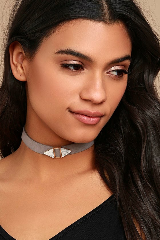 Cool Grey Choker Necklace - Faux Suede Choker - Minimalist Choker - $17 ...