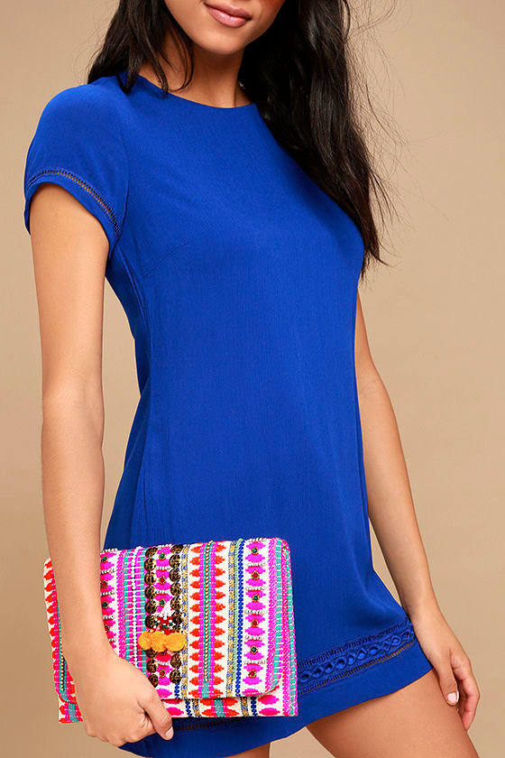 Innovative Fuchsia Embroidered Clutch 1