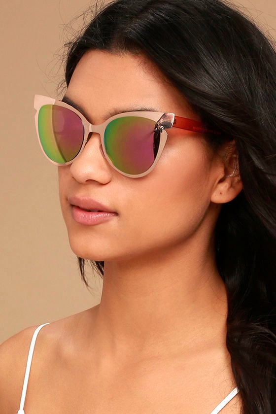 Buns Rose Gold Mirrored Cat-Eye Sunglasses