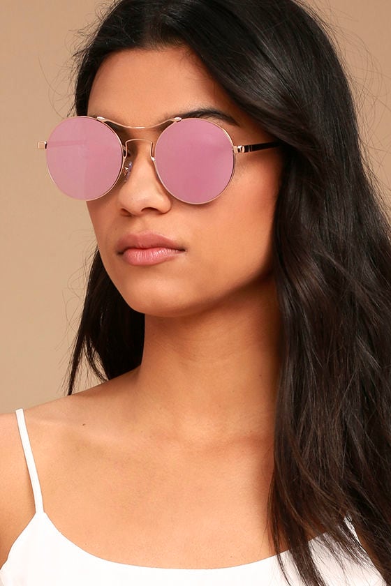 Candy Girl Rose Gold and Pink Mirrored Sunglasses