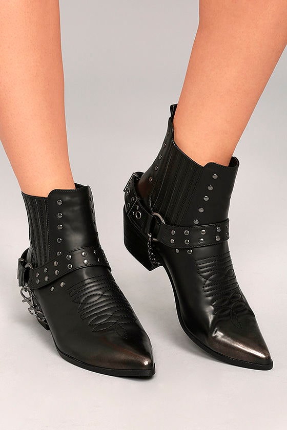 Stevie Black Harness Ankle Boots 2
