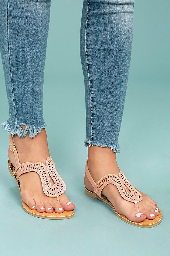 Cute Blush Sandals - Laser Cut Sandals - Vegan Sandals - $19.00 - Lulus