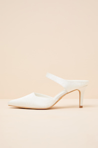 Kalinda Ivory Satin Jacquard Mule Pumps 1