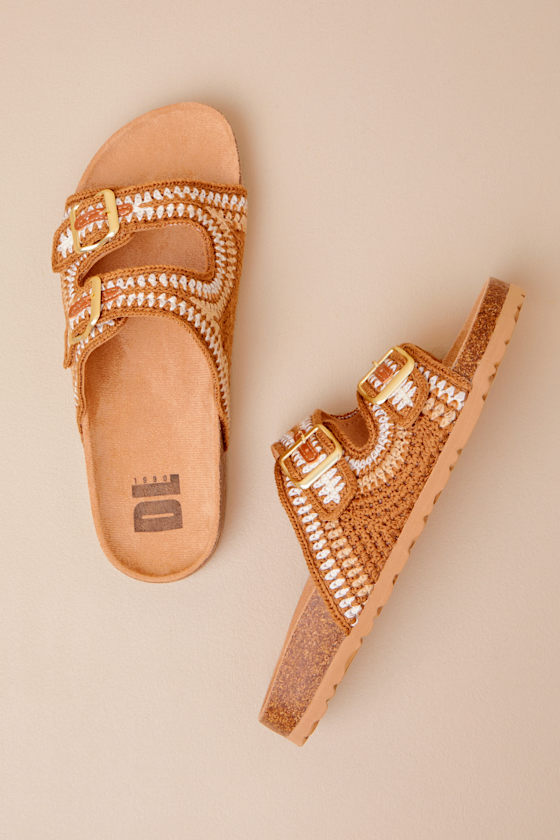Dirty Laundry Tambour - Brown Crochet Sandals - Buckle Sandals - Lulus