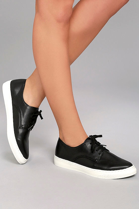 Chic Black Sneakers - Black Lace-Up 