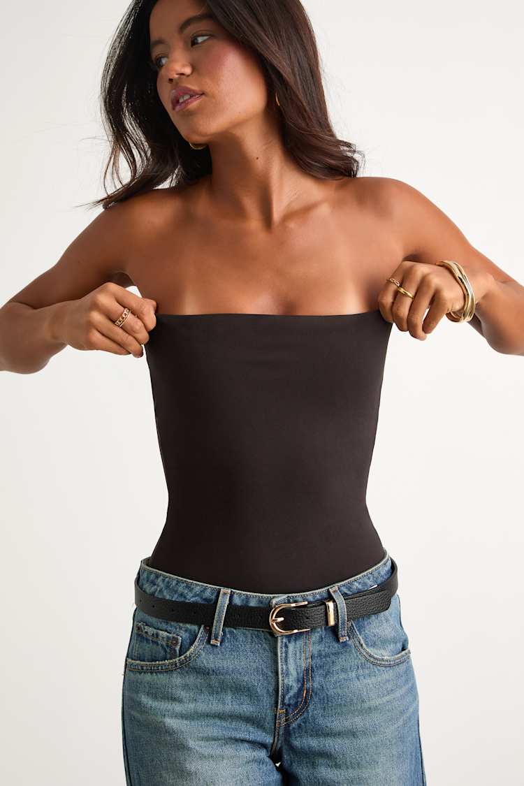 Effortless Concept Black Strapless Bodysuit