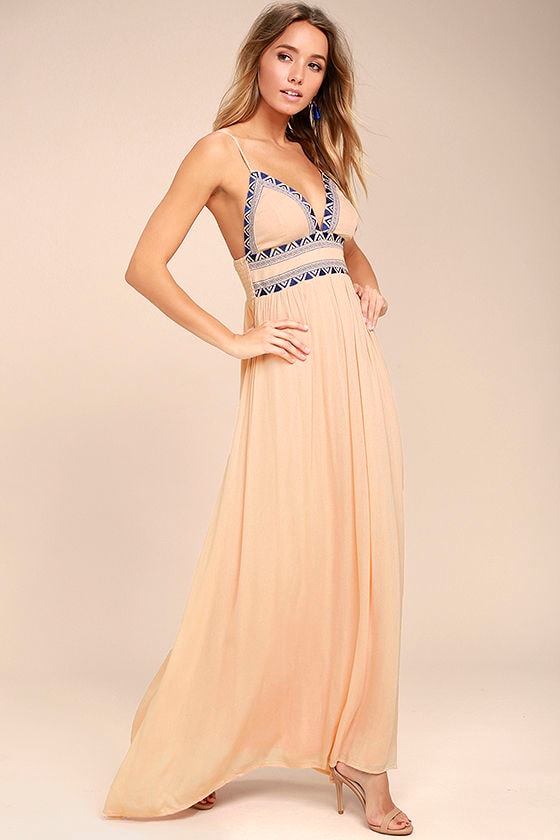 boho blush maxi dress