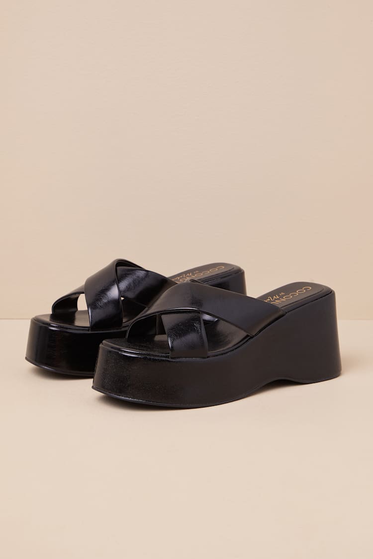 Monterey Black Platform Slide Sandals