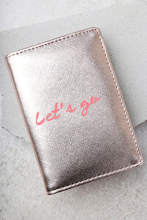 Let's Go Rose Gold Passport Case and Luggage Tag 1