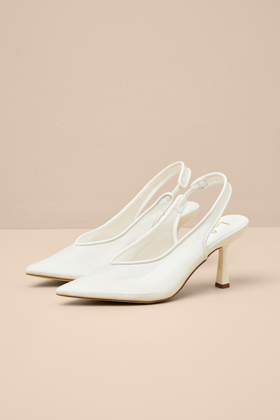 Zayland White Sheer Pointed-Toe Slingback Pumps 1