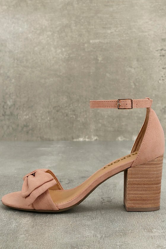 Report Pearlina Pink Suede Ankle Strap Heels