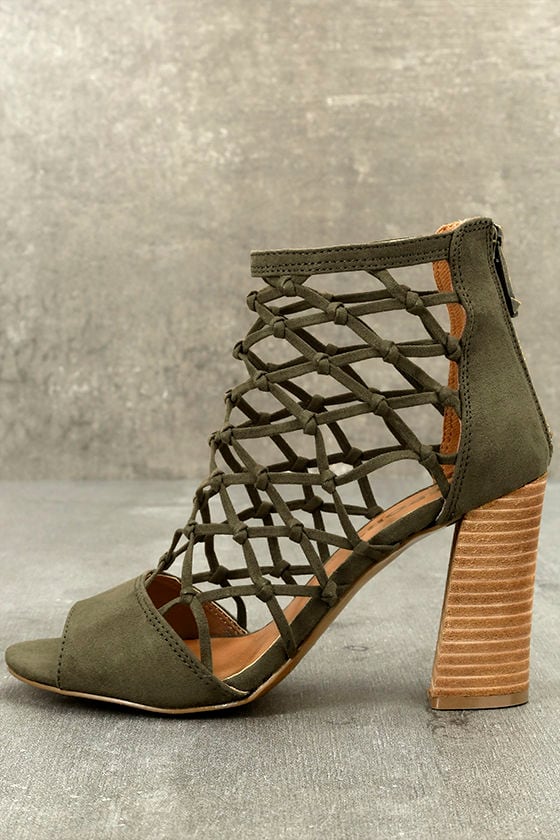 green caged heels