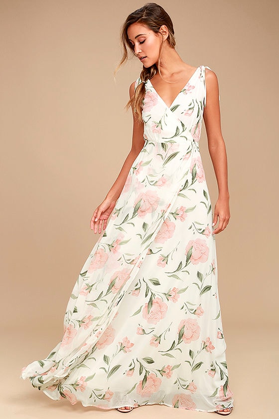 white maxi dress with flowers