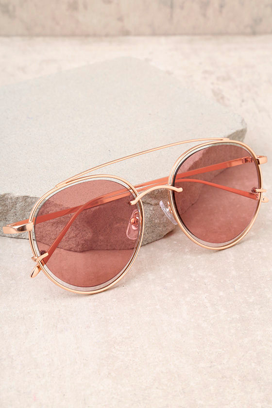 Trendy Rose Gold Sunglasses Pink Mirrored Sunglasses Rose Gold and
