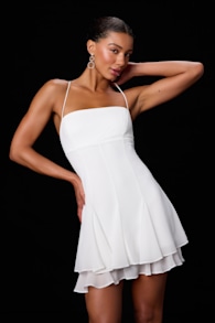 Perfected Sweetness White Pleated Tiered Mini Dress 1