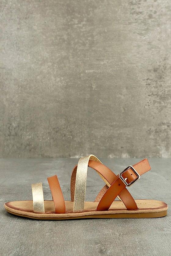 Haddie Tan Metallic Gladiator Sandals