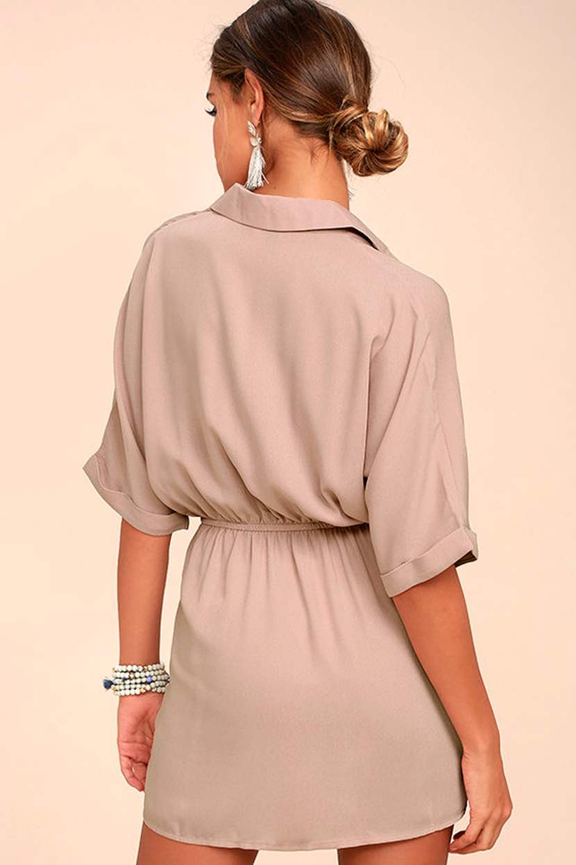 mauve shirt dress Cute Mauve Dress - Shirt Dress - Shift Dress - Short Sleeve Dress - $56.00