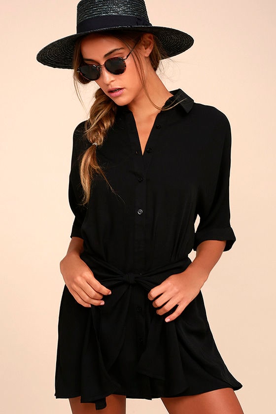 Go With the Flow Black Shirt Dress 2