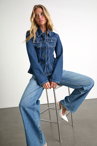 Danella Dark Wash Fitted Denim Jacket 1