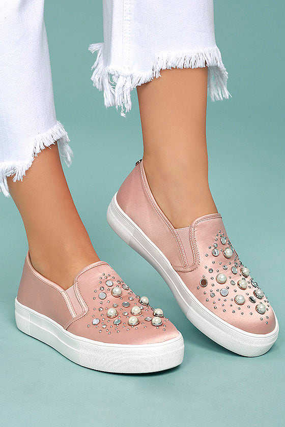 satin slip on sneakers